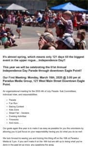 Friday Flyer: Independence Day Committee Meeting